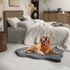 Orthopädisches Hundebett für große Hunde mit Memory-Schaum-Unterstützung & abnehmbarem Bezug Grau