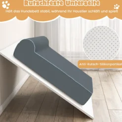 Orthopädisches Hundebett für große Hunde Memory-Schaum Haustierbett mit Kopfstütze Grau