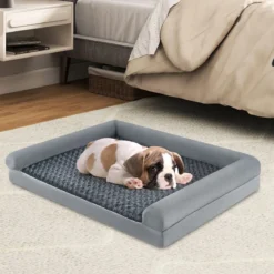 Orthopädisches Hundebett groß Hundesofa mit Hundekissen Hundecouch für große & Mittelgroße Hunde Grau
