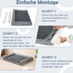 Orthopädisches Hundebett groß Hundesofa mit Hundekissen Hundecouch für große & Mittelgroße Hunde Grau