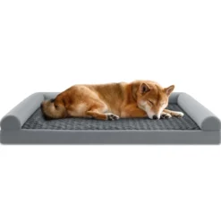 Orthopädisches Hundebett groß Hundesofa mit Hundekissen Hundecouch für große & Mittelgroße Hunde Grau