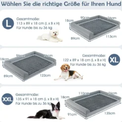 Orthopädisches Hundebett groß Hundesofa mit Hundekissen Hundecouch für große & Mittelgroße Hunde Grau