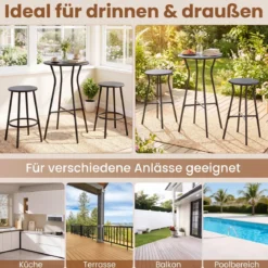 Outdoor Bartisch Runder Bistrotisch mit Robustem Metallrahmen und Verstellbaren Füßen