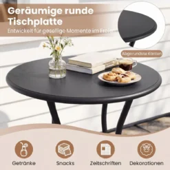 Outdoor Bartisch Runder Bistrotisch mit Robustem Metallrahmen und Verstellbaren Füßen