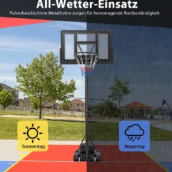 Outdoor Basketballkorb mit Ständer & Netze 135-305 cm Höhenverstellbarer Basketballständer