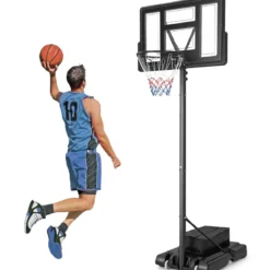 Outdoor Basketballkorb mit Ständer & Netze 135-305 cm Höhenverstellbarer Basketballständer