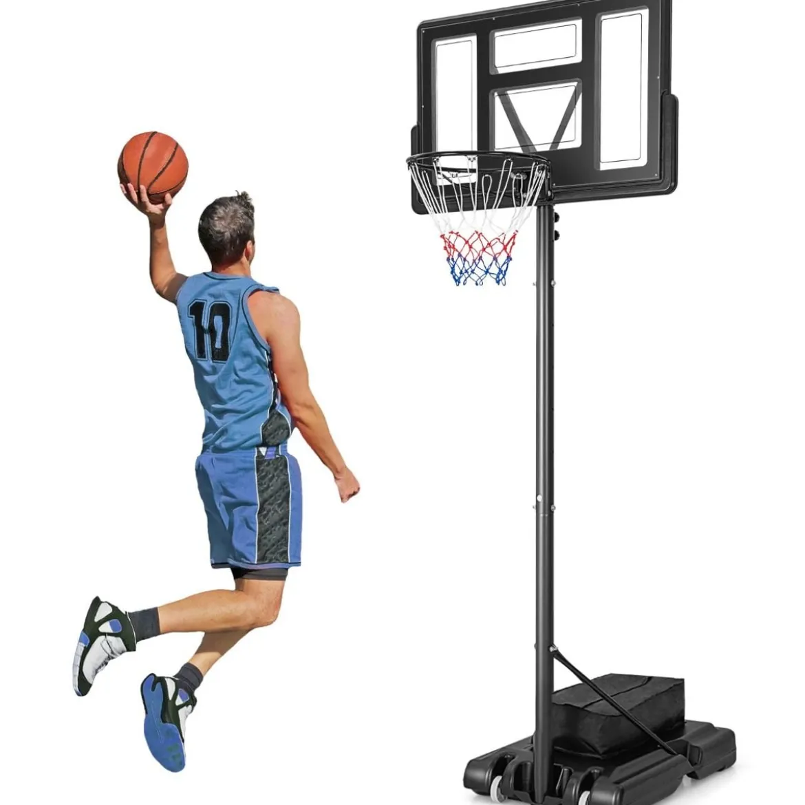 Outdoor Basketballkorb mit Ständer & Netze 135-305 cm Höhenverstellbarer Basketballständer