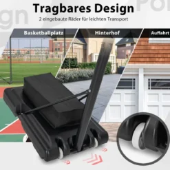 Outdoor Basketballkorb mit Ständer & Netze 135-305 cm Höhenverstellbarer Basketballständer