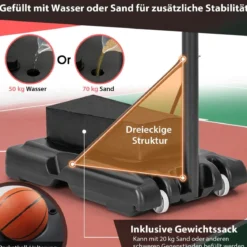 Outdoor Basketballkorb mit Ständer & Netze 135-305 cm Höhenverstellbarer Basketballständer