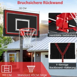 Outdoor Basketballkorb mit Ständer & Rädern & Befüllbarer Basis Mobiler Basketballständer