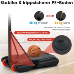 Outdoor Basketballkorb mit Ständer 155-210cm Höhenverstellbarer Basketballständer Schwarz