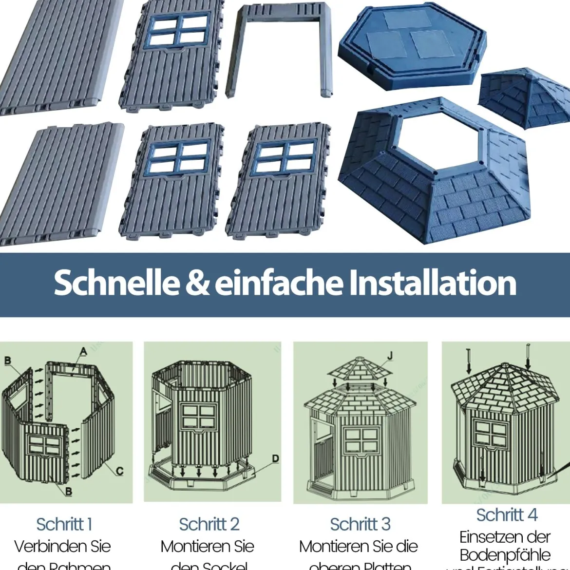 Outdoor Hundehütte aus PP Winterfestes Hundehaus mit Großer Eingang Katzenhaus