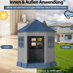 Outdoor Hundehütte aus PP Winterfestes Hundehaus mit Großer Eingang Katzenhaus