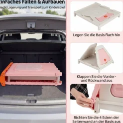 Outdoor Hundehütte mit Belüftete Fenster Klappbares Hundehaus aus Kunststoff Hundehöhle Rosa