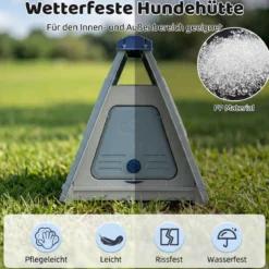 Outdoor Hundehütte mit Belüftete Fenster Klappbares Hundehaus aus Kunststoff Hundehöhle Blau