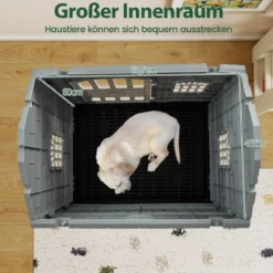 Outdoor Hundehütte mit Tür & 3 Fenstern & Ausnehmbarem Boden & Hundehaus Hundekäfig Grün
