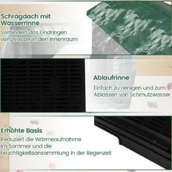 Outdoor Hundehütte mit Tür & 3 Fenstern & Ausnehmbarem Boden & Hundehaus Hundekäfig Grün