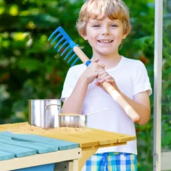 Outdoor Kinderküche Matschküche Holzküche für Kinder mit nachgebildetem Wasserhahn