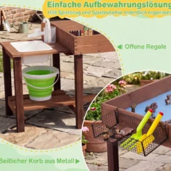 Outdoor Matschküche für Kinder Sandtisch mit Wasserpumpe Eimer Zubehör & Sandschaufeln