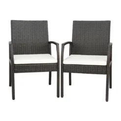 Outdoor-PE-Rattanstühle mit weichen Reißverschlusskissen Rattansessel für Garten