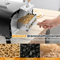 Outdoor Pizzaofen aus Edelstahl mit Pizzastein & Pizzaschaufel & Thermometer & Tragetasche