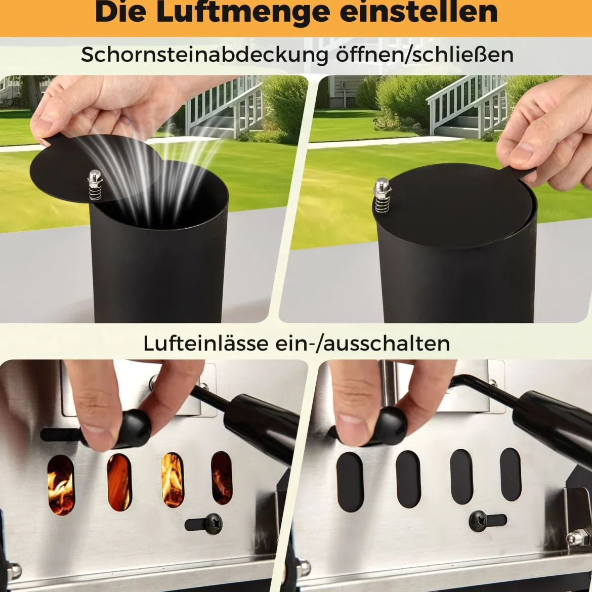 12" Outdoor-Pizzaofen tragbarer Holzofen mit Pizzastein Pizzaschieber & Oxford-Stoffabdeckung Schwarz
