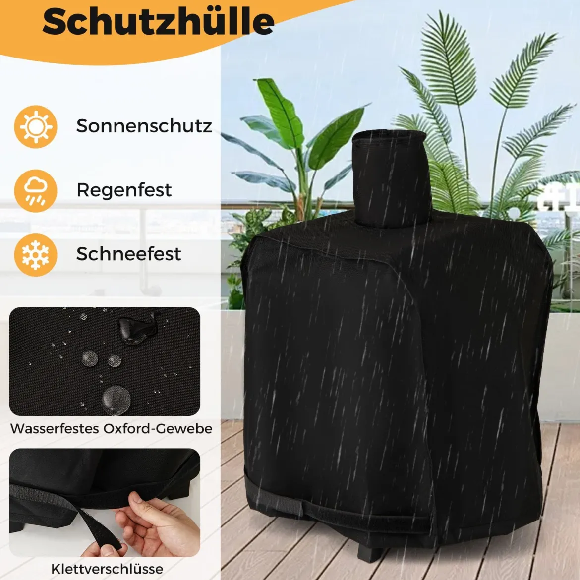 12" Outdoor-Pizzaofen tragbarer Holzofen mit Pizzastein Pizzaschieber & Oxford-Stoffabdeckung Schwarz