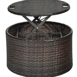 Outdoor-Rund-Tagbett mit einziehbarem Baldachin 192 x 177 x 146 cm