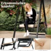 Outdoor-Schaukel mit Gestell Terrassenschaukel mit Kissen & Seitentischen für Garten ﻿Schwarz