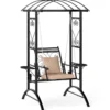 Outdoor-Schaukel mit Gestell & 2 Rankgittern & Kissen & Seitentischen Terrassenschaukel