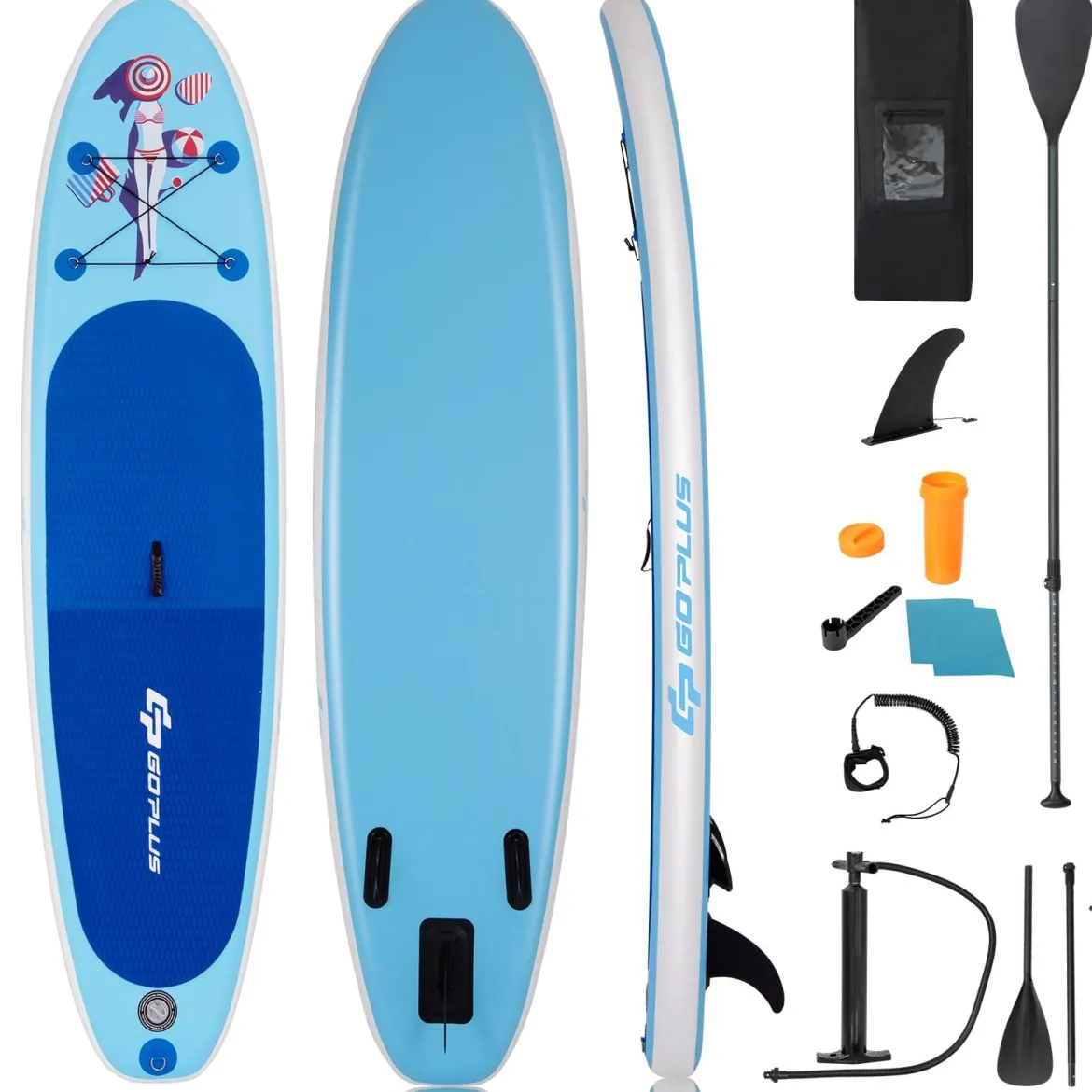 Paddleboard Set Aufblasbares Paddlebrett Surfboard Blau 305 x 76 x 15 cm