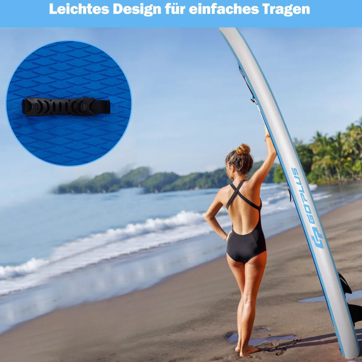 Paddleboard Set Aufblasbares Paddlebrett Surfboard Blau 305 x 76 x 15 cm