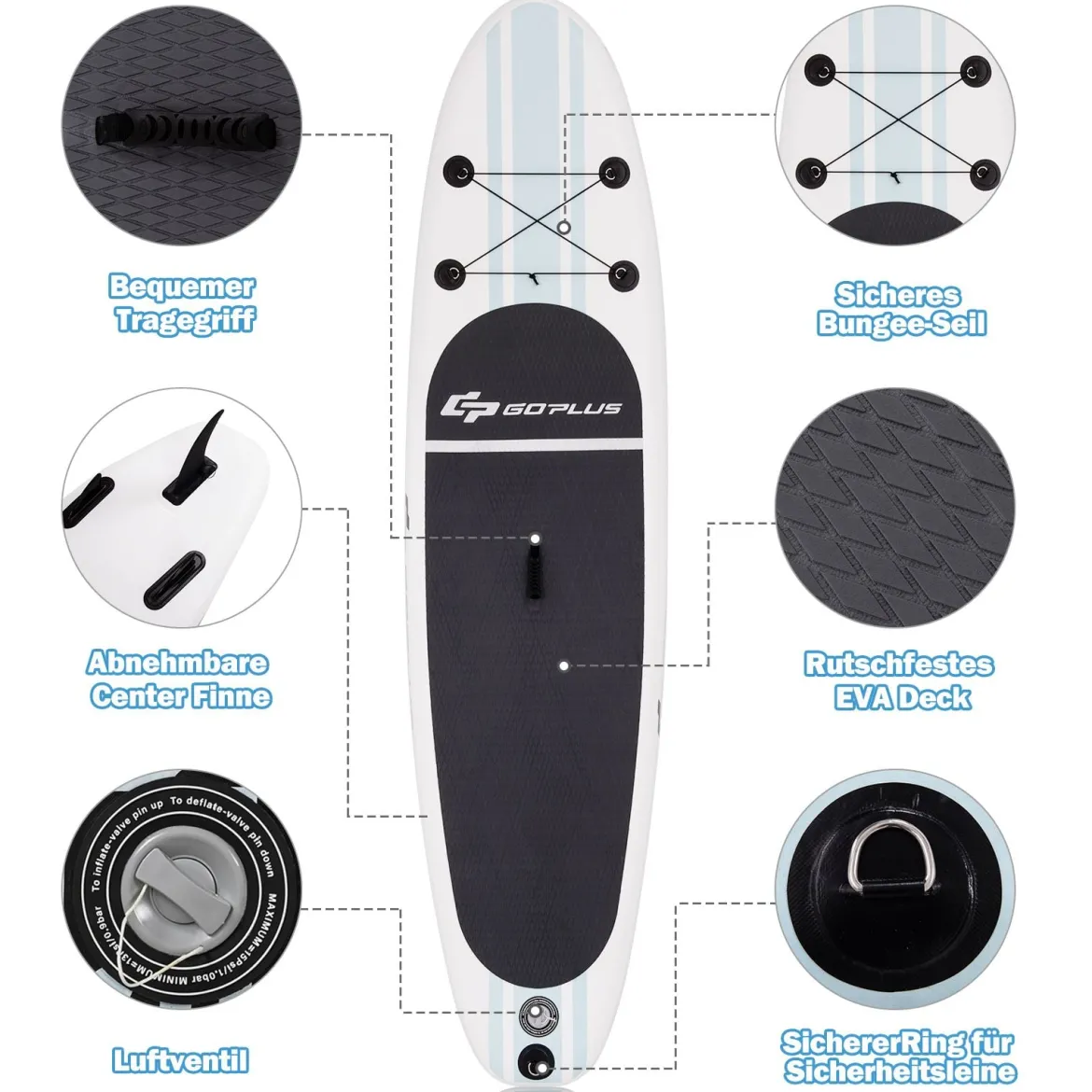 Paddleboard Surfboard Sup-Board Paddelbrett Stand Up Board Set 305 x 76 x 15 cm