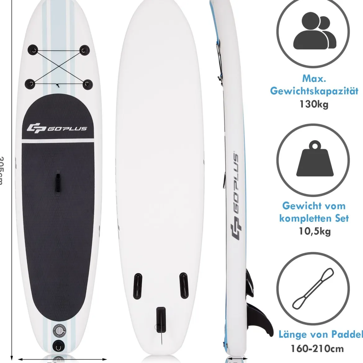 Paddleboard Surfboard Sup-Board Paddelbrett Stand Up Board Set 305 x 76 x 15 cm