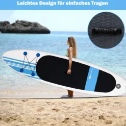 Paddlebrett Aufblasbares Stand Up Surfboard Set Blau und Weiß 305 x 76 x 15 cm