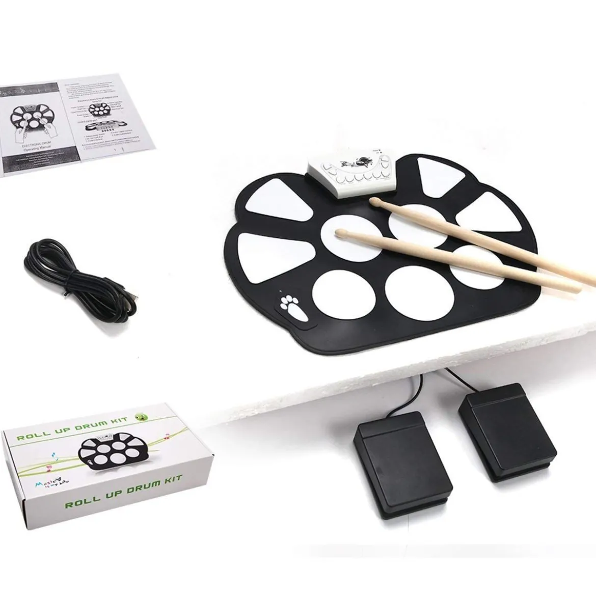 10 Pad elektronisch Trommel E-Drum Elektronik Drum Instrument Schlagzeug Faltbar