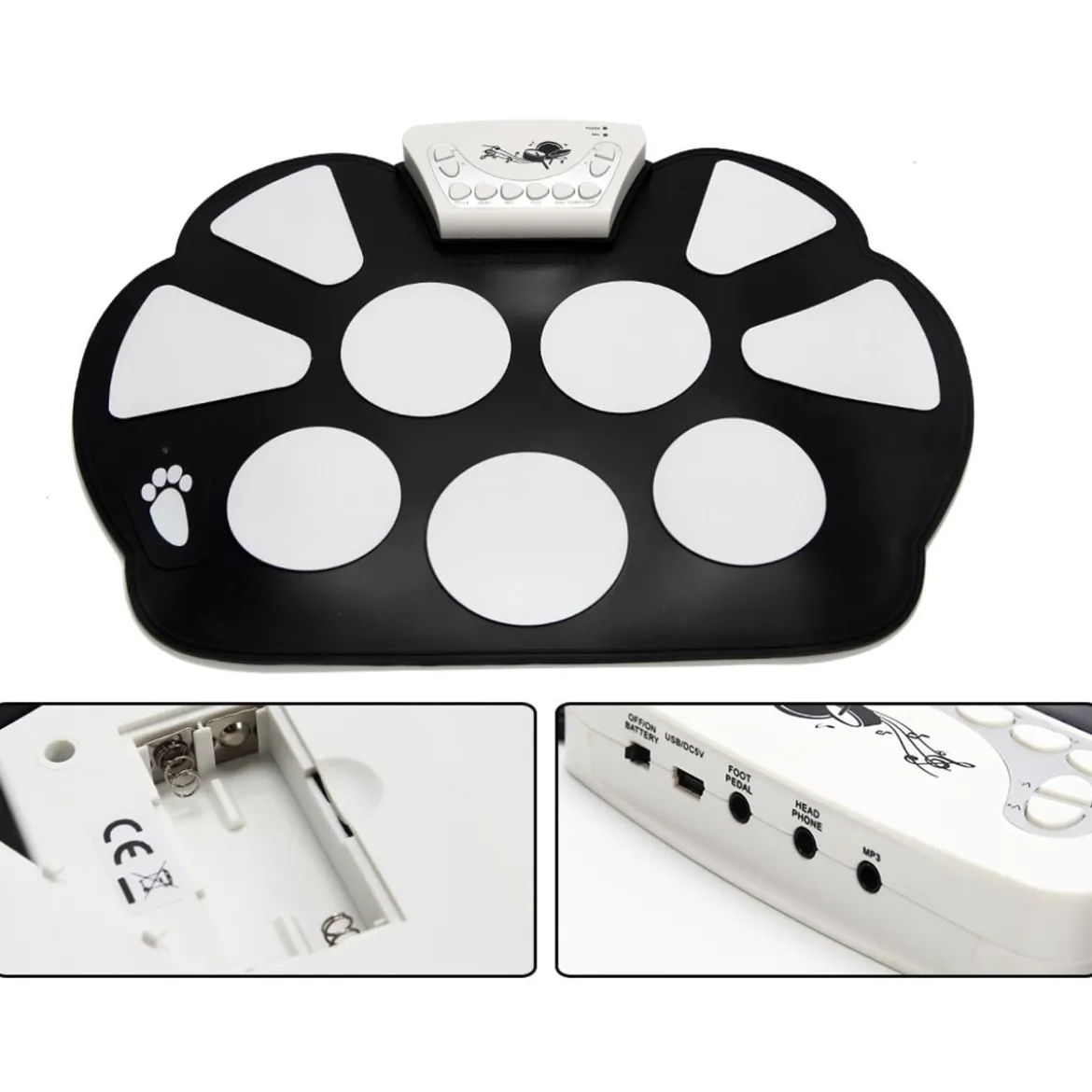 10 Pad elektronisch Trommel E-Drum Elektronik Drum Instrument Schlagzeug Faltbar