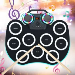 9 Pads E-Drum mit LEDs & Bluetooth inkl. Pedale und Drumsticksfür Kinder und Anfänger