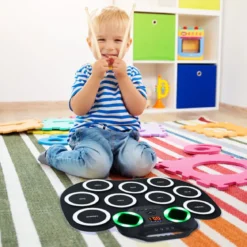 9 Pads E-Drum mit LEDs & Bluetooth inkl. Pedale und Drumsticksfür Kinder und Anfänger
