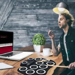 9 Pads E-Drum mit LEDs & Bluetooth inkl. Pedale und Drumsticksfür Kinder und Anfänger