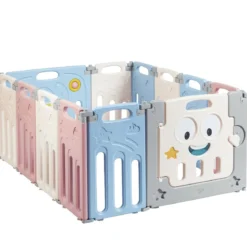 12 Paneele Laufgitter Baby Laufstall Absperrgitter Krabbelgitter
