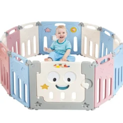 12 Paneele Laufgitter Baby Laufstall Absperrgitter Krabbelgitter
