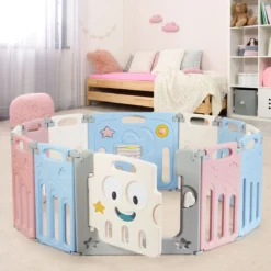 12 Paneele Laufgitter Baby Laufstall Absperrgitter Krabbelgitter