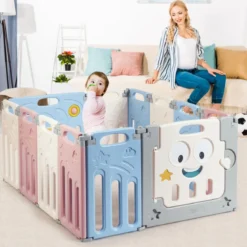 12 Paneele Laufgitter Baby Laufstall Absperrgitter Krabbelgitter