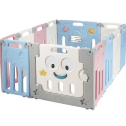 12 Paneele Laufgitter Baby Laufstall Absperrgitter Krabbelgitter