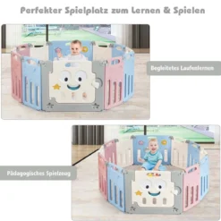 12 Paneele Laufgitter Baby Laufstall Absperrgitter Krabbelgitter