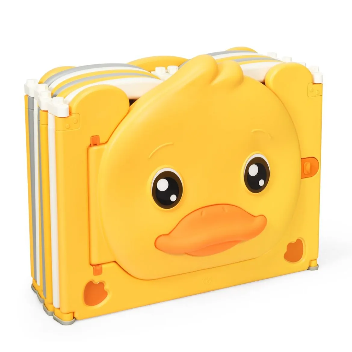14 Paneele Laufgitter Baby Laufstall faltbar Absperrgitter mit Tür und Spielzeugboard Krabbelgitter Gelb