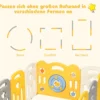 12 Paneele Laufgitter Baby Laufstall faltbar Absperrgitter mit Tür und Spielzeugboard Krabbelgitter Gelb
