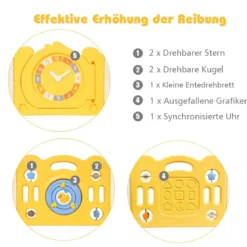 12 Paneele Laufgitter Baby Laufstall faltbar Absperrgitter mit Tür und Spielzeugboard Krabbelgitter Gelb