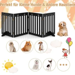 4 Paneelen Absperrgitter Hunde Schutzgitter klappbar Treppengitter 203 x 60 x 1,5 cm Braun